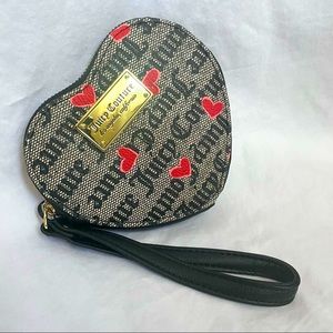 Juicy Couture heart shape wristlet with red hearts mini bag, Valentines Day gift